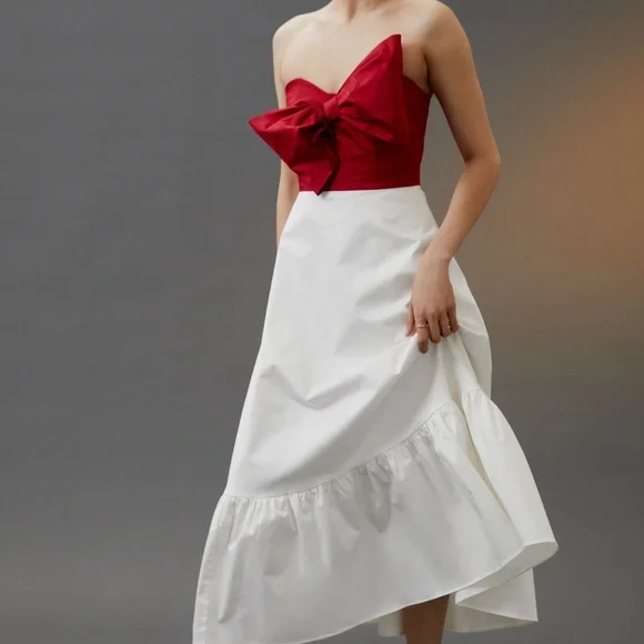 anthropologie red bow dress Sweetheart Bow Dress